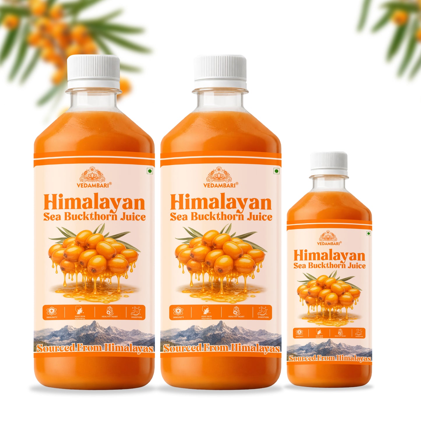 Vedambari® Sea Buckthorn Juice | Pulp Concentrate Made for Your Total Body Care & Wellness | Rich in Vitamin C, Omega 3, 6, 7, 9 & Antioxidants | For Men & Women
