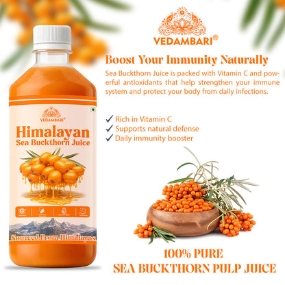 Vedambari® Sea Buckthorn Juice | Pulp Concentrate Made for Your Total Body Care & Wellness | Rich in Vitamin C, Omega 3, 6, 7, 9 & Antioxidants | For Men & Women