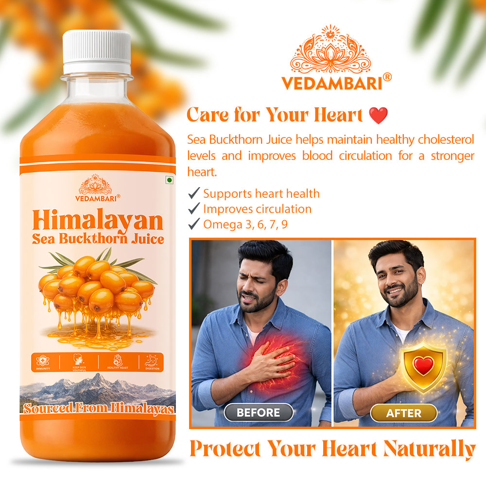 Vedambari® Sea Buckthorn Juice | Pulp Concentrate Made for Your Total Body Care & Wellness | Rich in Vitamin C, Omega 3, 6, 7, 9 & Antioxidants | For Men & Women