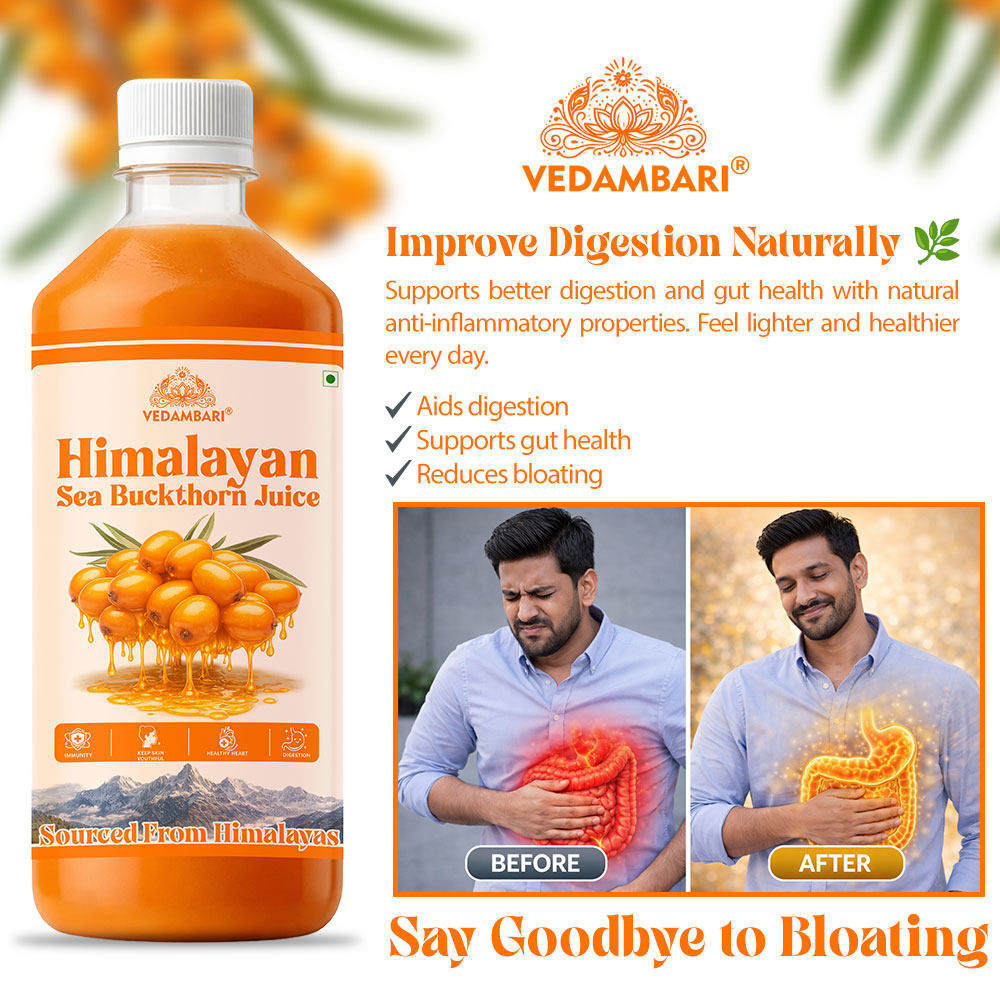 Vedambari® Sea Buckthorn Juice | Pulp Concentrate Made for Your Total Body Care & Wellness | Rich in Vitamin C, Omega 3, 6, 7, 9 & Antioxidants | For Men & Women