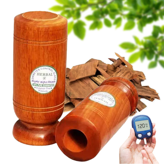VEDAMBARI® Lab Certified Vijaysar Wood Glass for Diabetes Control | Natural Wooden Tumbler | Helps Manage Blood Sugar | Ayurvedic Herbal Drinking Cup | Reusable Wooden Glass