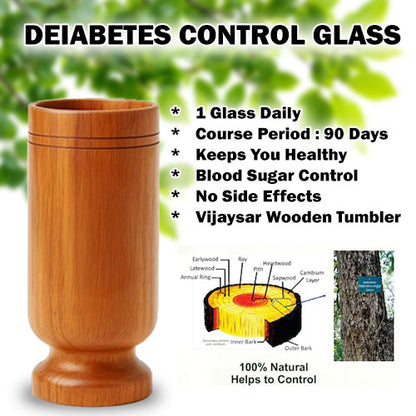 VEDAMBARI® Lab Certified Vijaysar Wood Glass for Diabetes Control | Natural Wooden Tumbler | Helps Manage Blood Sugar | Ayurvedic Herbal Drinking Cup | Reusable Wooden Glass