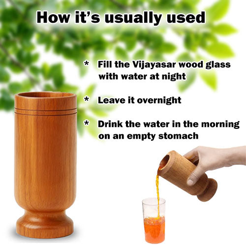VEDAMBARI® Lab Certified Vijaysar Wood Glass for Diabetes Control | Natural Wooden Tumbler | Helps Manage Blood Sugar | Ayurvedic Herbal Drinking Cup | Reusable Wooden Glass