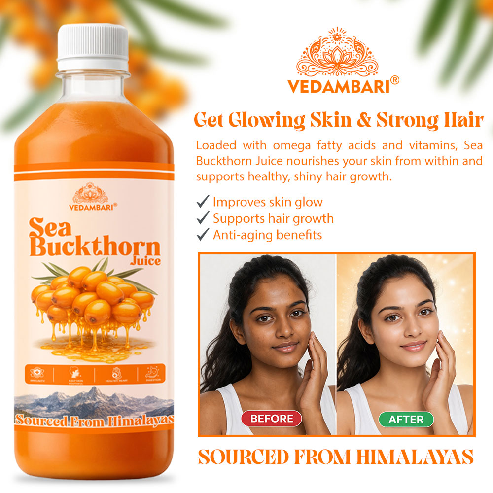 Vedambari® Sea Buckthorn Juice, Immunity Booster | Skin Glow | Gut Health | 100% Natural