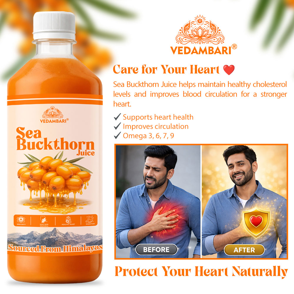 Vedambari® Sea Buckthorn Juice, Immunity Booster | Skin Glow | Gut Health | 100% Natural
